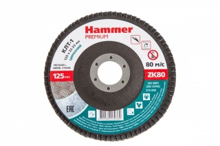 Круг лепестковый торцевой 125 Х 22 Р 80 тип 1 КЛТ цирконий  Hammer Premium SE 213-036
