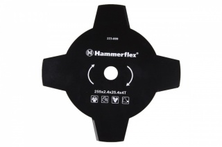 Нож для триммера Hammer Flex 223-009  закаленная сталь, круглый, 4 зуба, толщина 2,4 мм, d=255 мм
